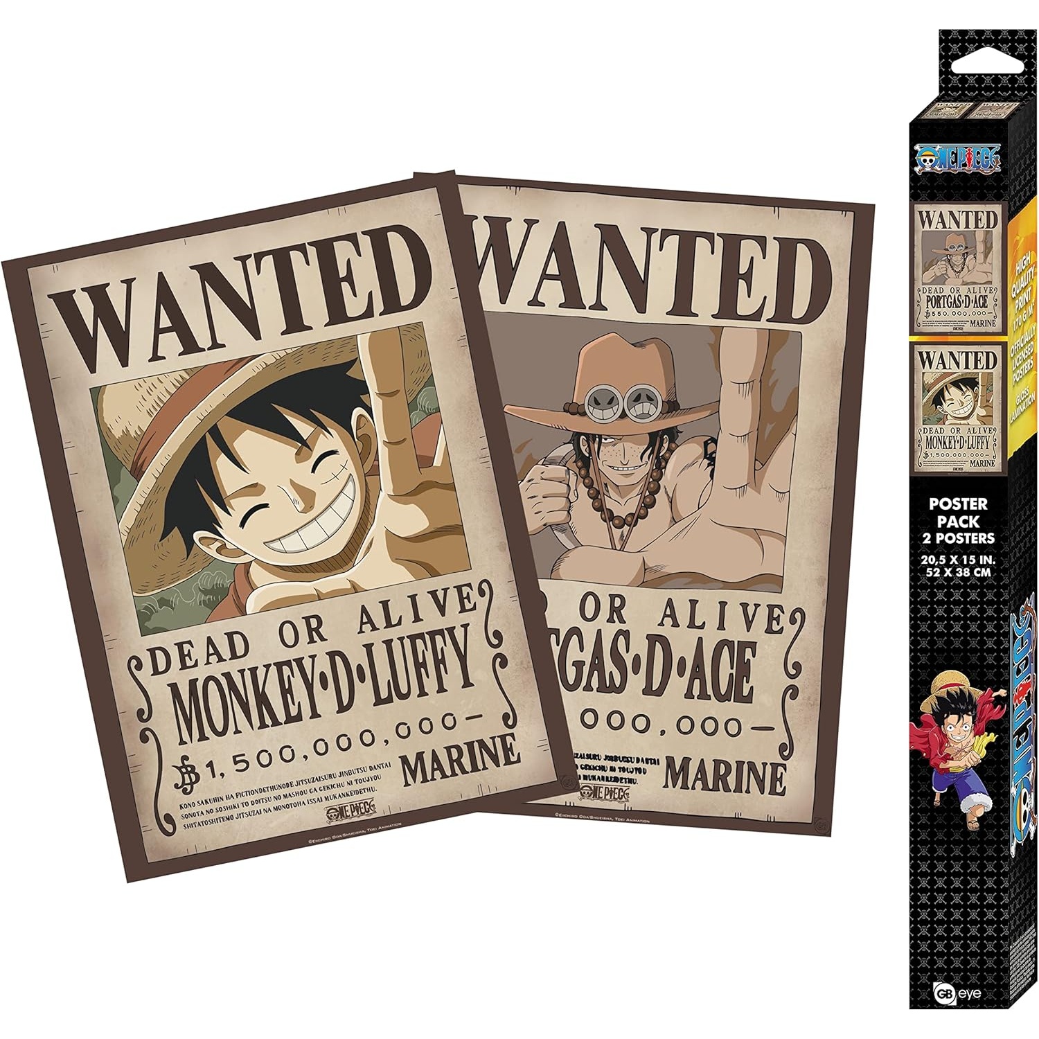 set_2_posters_chibi_wanted_luffy-ace-one_piece-abystyle-0 Set 2 Posters Chibi Wanted Luffy & Ace - One Piece - ABYstyle – Image 1