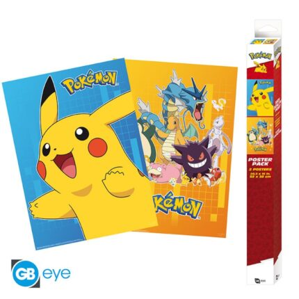 Set 2 Posters Pokemon Chibi 52×38 – ABYstyle – Personnages colorés - Manga Story
